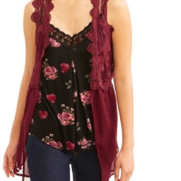 Burgundy Self Esteem Lace Vest - size 5 - Picture 4 of 4